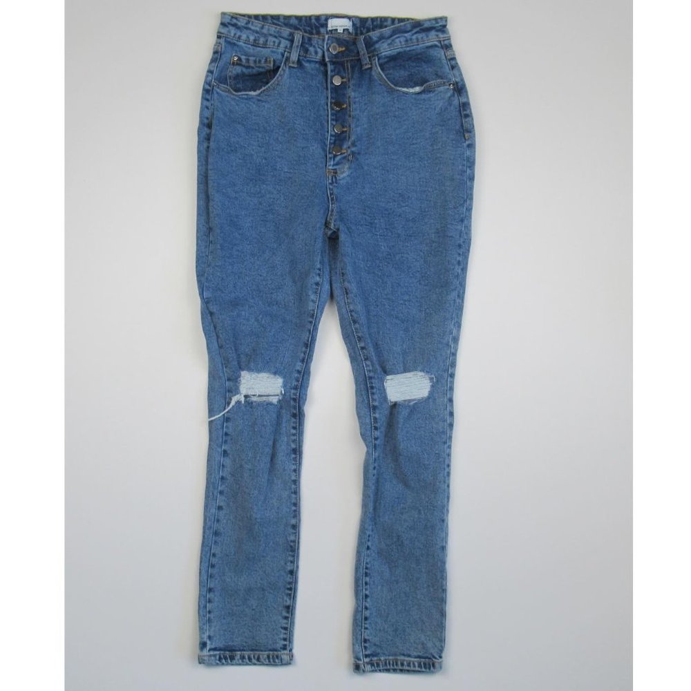 WeWoreWhat Danielle High Rise Distressed Straight Leg Jeans sz 28